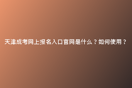 天津成考網(wǎng)上報(bào)名入口官網(wǎng)是什么？如何使用？