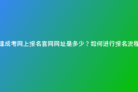 天津成考網上報名官網網址是多少？如何進行報名流程？