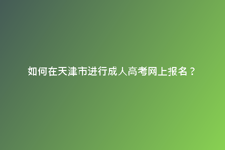 如何在天津市進(jìn)行成人高考網(wǎng)上報(bào)名？