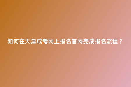 如何在天津成考網上報名官網完成報名流程？