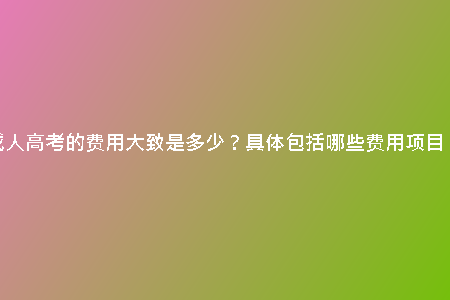 成人高考的費用大致是多少？具體包括哪些費用項目？