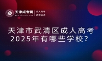 2025年天津市武清區(qū)成人高考有哪些學(xué)校？
