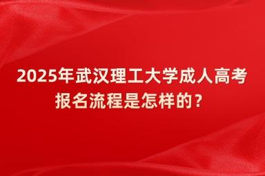 2025年武漢理工大學(xué)成人高考報(bào)名流程是怎樣的？