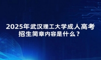 2025年武漢理工大學(xué)成人高考招生簡(jiǎn)章內(nèi)容是什么？